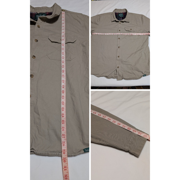 Vintage Woolrich Shirt Mens XL Shacket Plaid Lined Tan Chore Barn Work Jacket - Picture 7 of 8